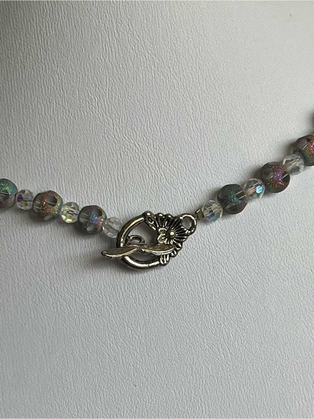 Titanium Carnival Glass Necklace & Hoop Earrings Set - Picture 8 of 10